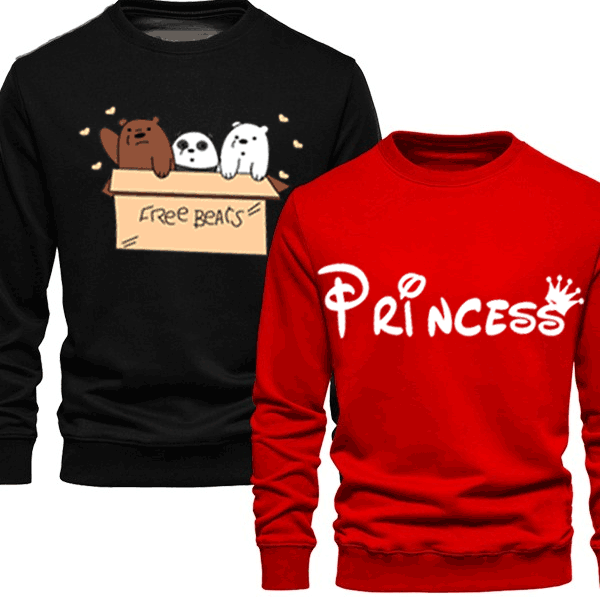 Black Bear & Red Princess Sweatshirt For Women's